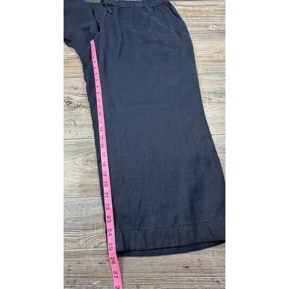 Talbots Women's Crop Linen Pants Plus Size 18W Pull-On Navy Blue Elastic Waist - Picture 9 of 13